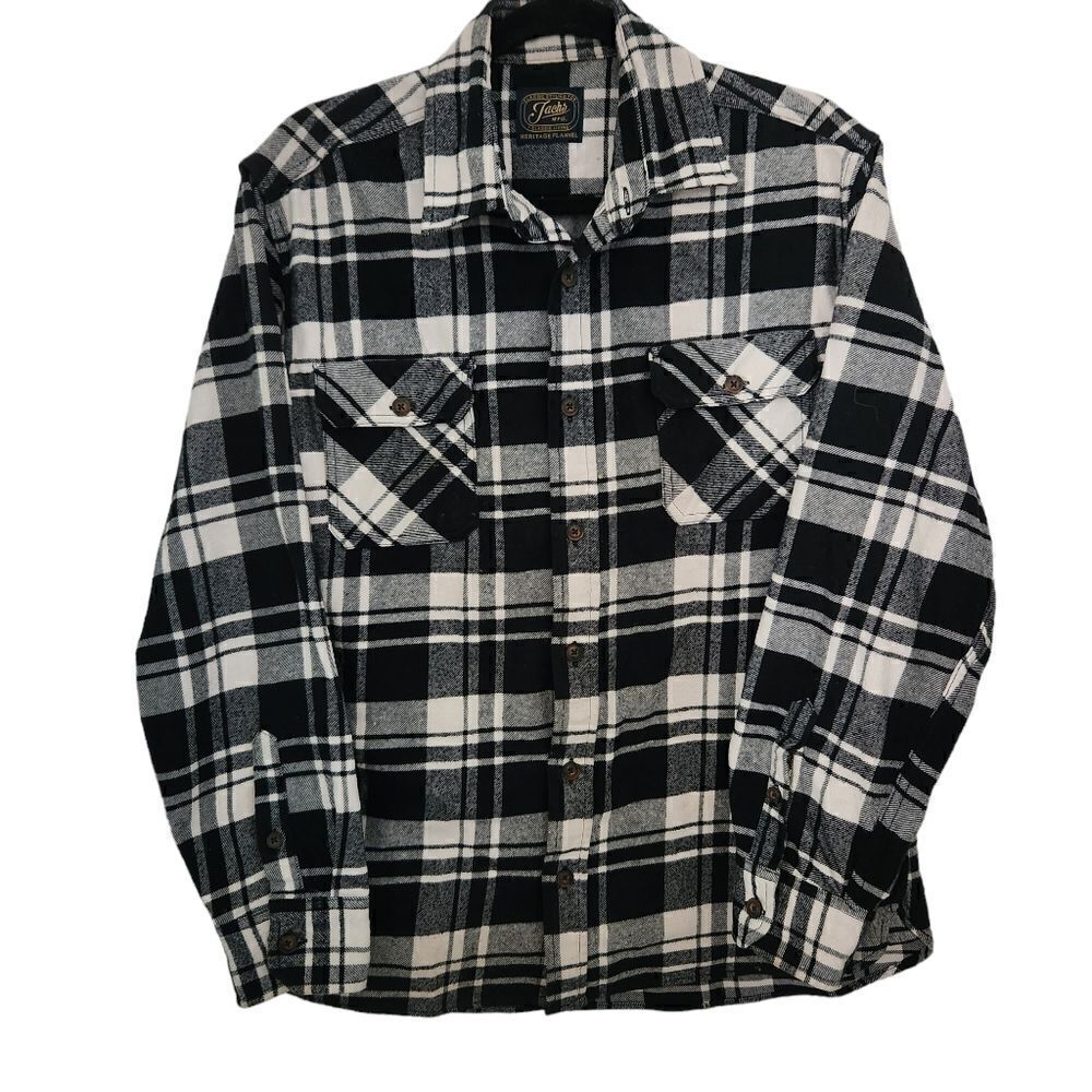 Jachs Heritage Flannel Mens Button Front Flannel Long Sleeve Shirt Size Large